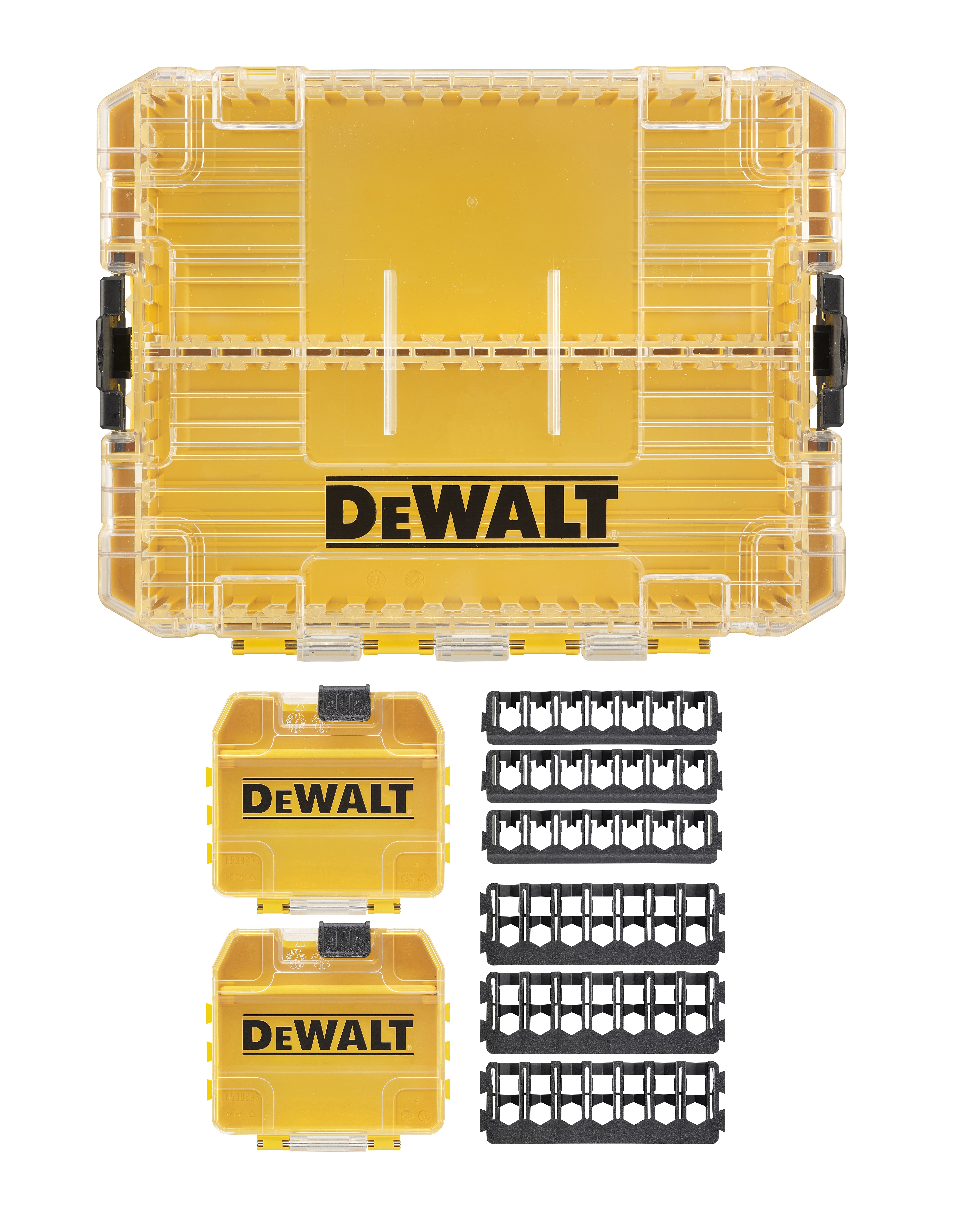 Dewalt DT70803-QZ,  Mittlerer TOUGHCASE Koffer, leer, Mittlerer TOUGHCASE™ Koffer inkl. Schüttboxen und Halterungen für 25 mm und 57 mm Schrauberbits, leer zum Nachfüllen, Versandeinheit: 5 Stück