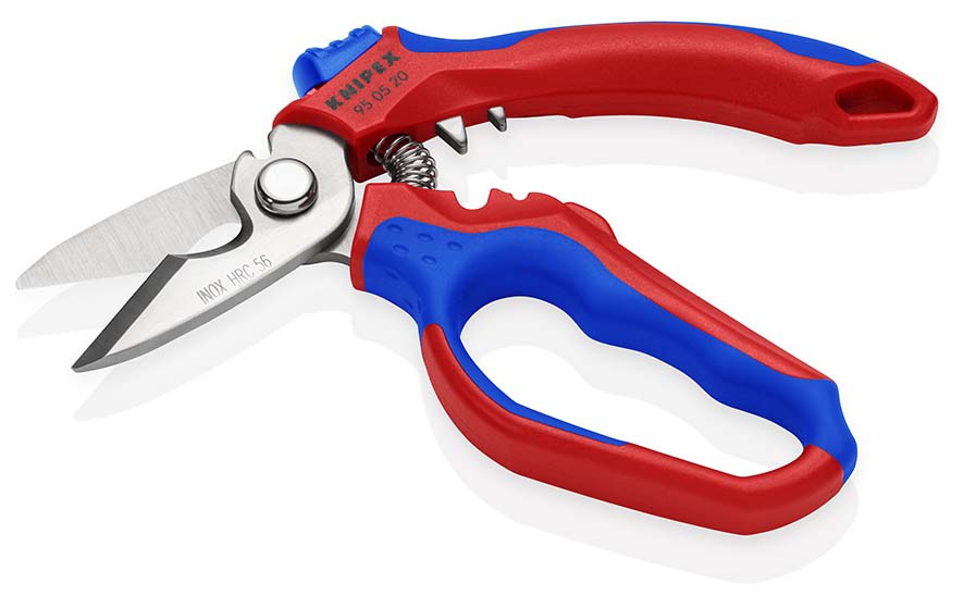 KNIPEX 95 05 20 SB Gewinkelte Elektrikerschere mit Mehrkomponenten-Hüllen, glasfaserverstärkt 160 mm