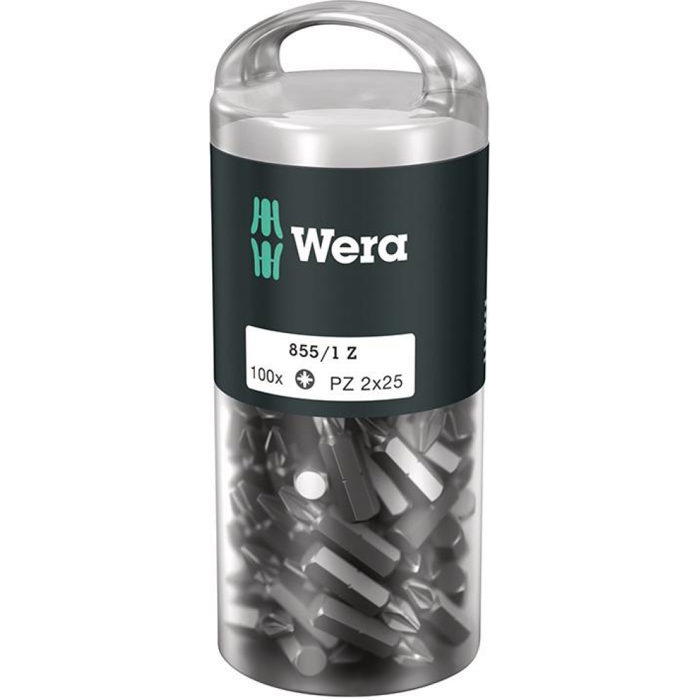 Bit 1/4" für Kreuzschlitz-Schrauben PZ, Nr. 855/1 Z DIY 100 Bit-Großpack PZ2x25mm zähhart a Stück Wera