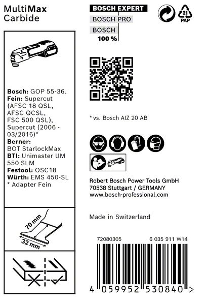 Bosch EXPERT MultiMax MAII 32 APIT Blatt für Multifunktionswerkzeuge, 32 mm, 10 Stück