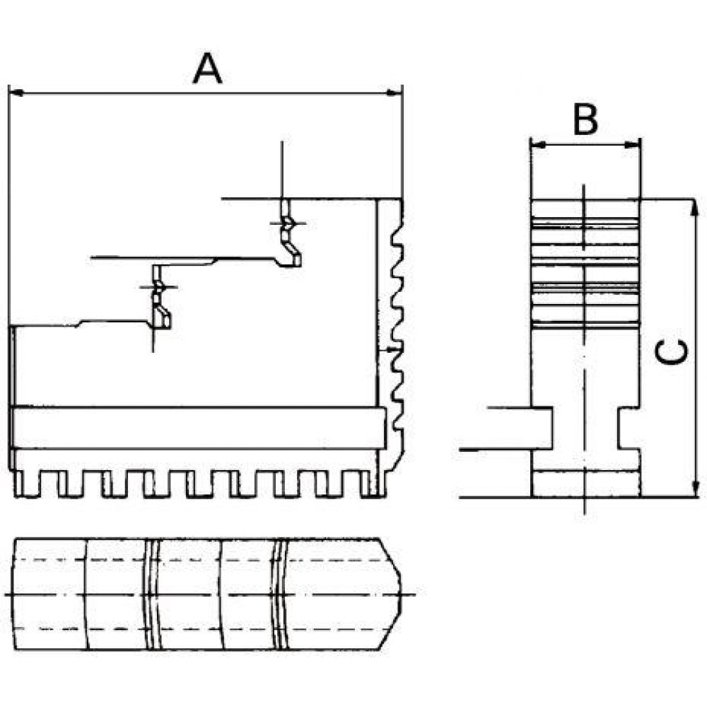 Innen abgestufte Drehbacken-Satz, DB, 4-teilig Vierbacken-Satz DIN6350DB315mm RÖHM