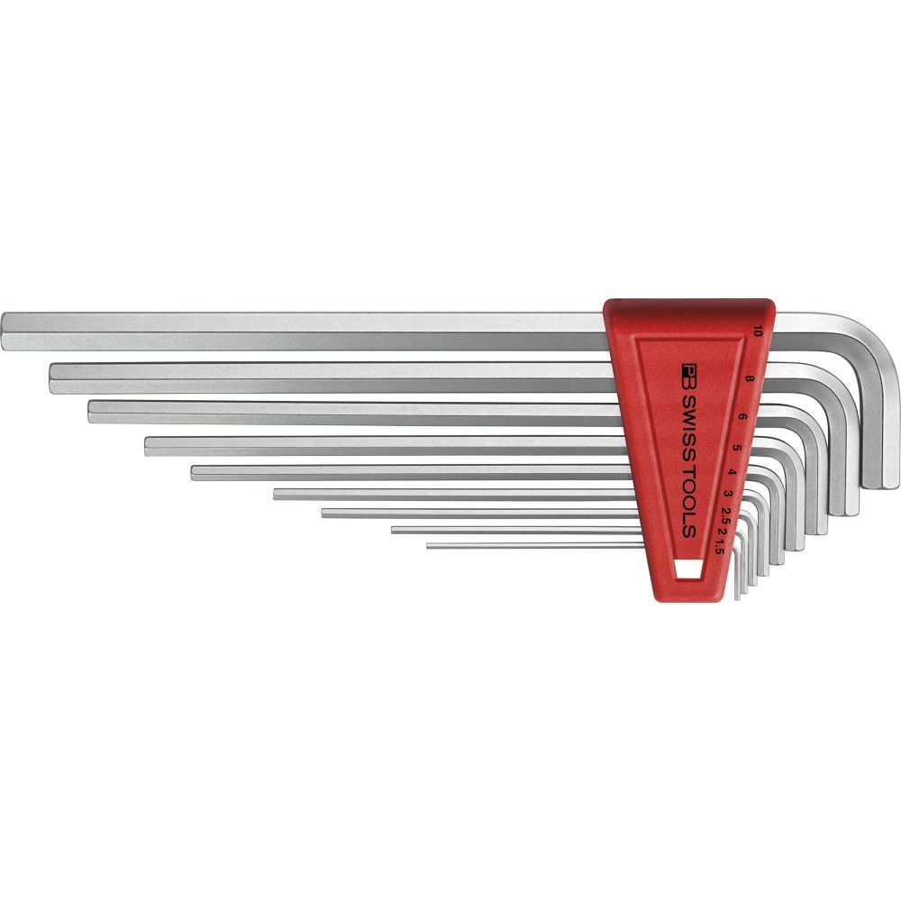 Winkelschraubendreher-Satz für 6-kant-Schrauben, lang, Nr. PB 211 Winkelschraubendreher- Satz im Kunststoffhalter 9-teilig 1,5-10mm Swiss Tools