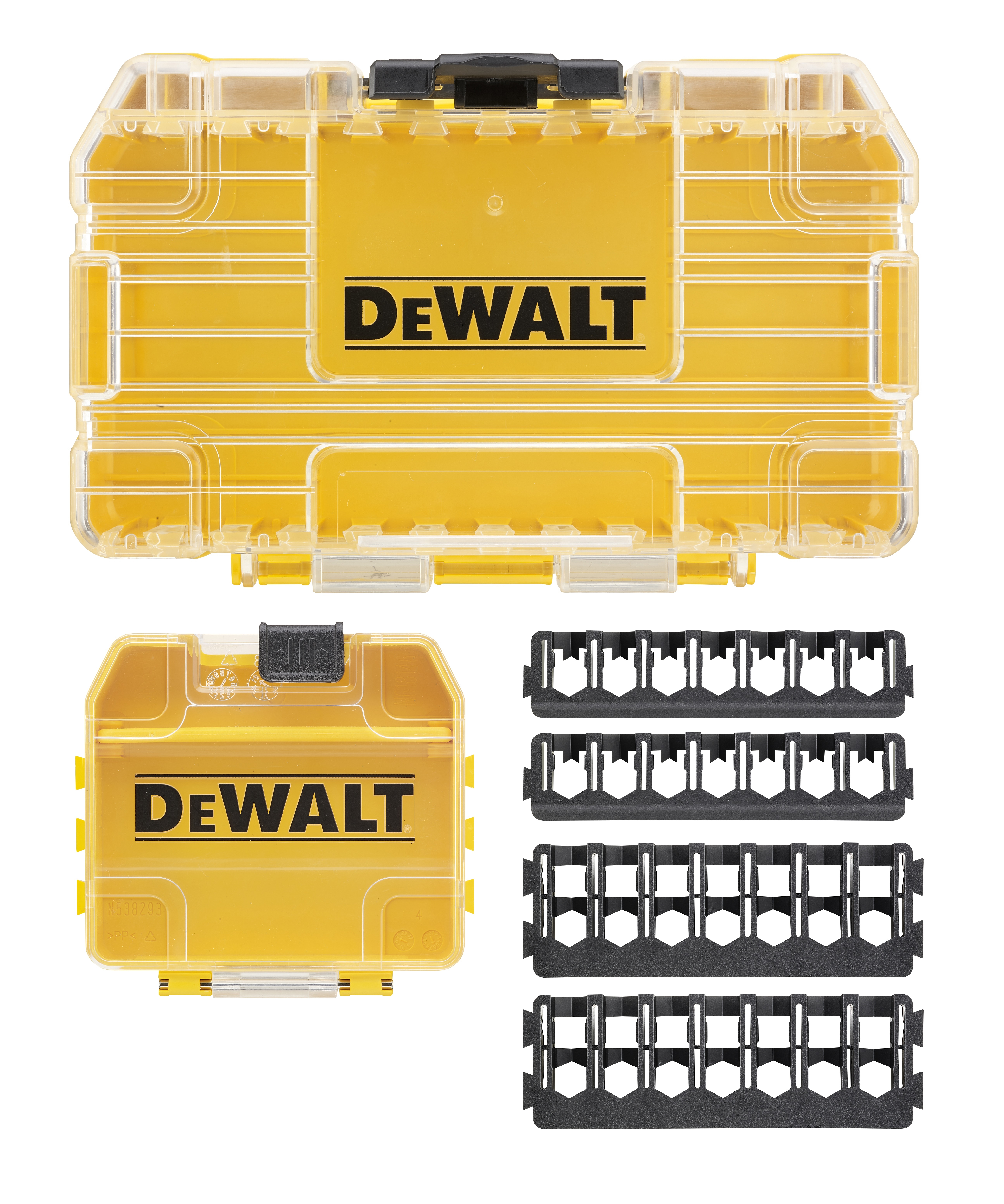 Dewalt DT70801-QZ,  Kleiner TOUGHCASE Koffer, leer, Kleiner TOUGHCASE™ Koffer inkl. Schüttbox und Halterungen für 25 mm und 57 mm Schrauberbits, leer zum Nachfüllen, Versandeinheit: 5 Stück