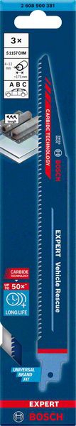 Bosch EXPERT ‘Vehicle Rescue’ S 1157 CHM Säbelsägeblatt, 3 Stück. Für Säbelsägen