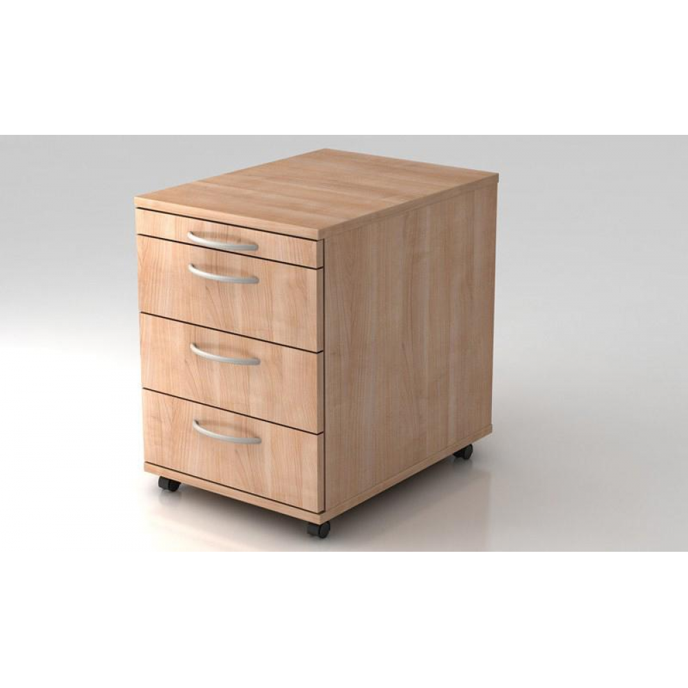 Rollcontainer zur Schreibtisch-Serie B, 3 Schübe Nussbaum