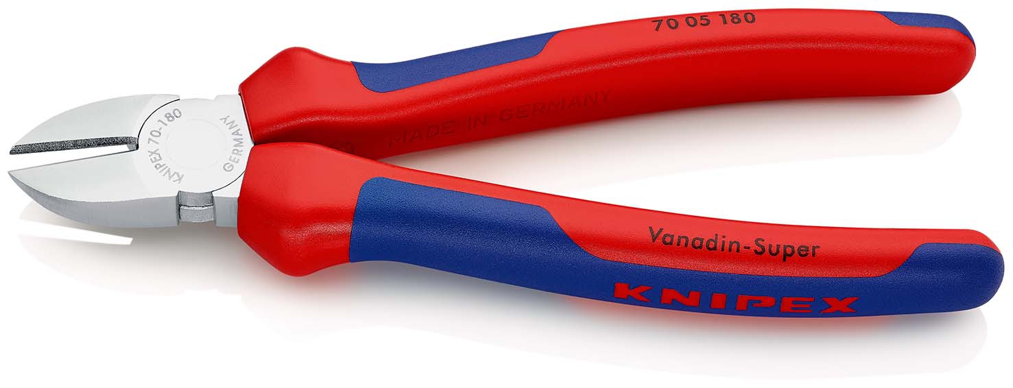 Seitenschneider verchromt mitMehrkomponenten-Griffen180mm KNIPEX