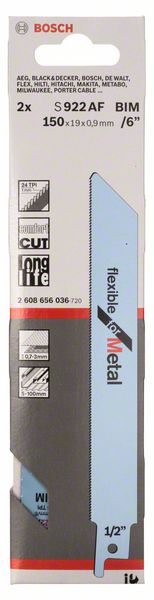 Bosch Säbelsägeblatt S 922 AF, Flexible for Metal, 2er-Pack