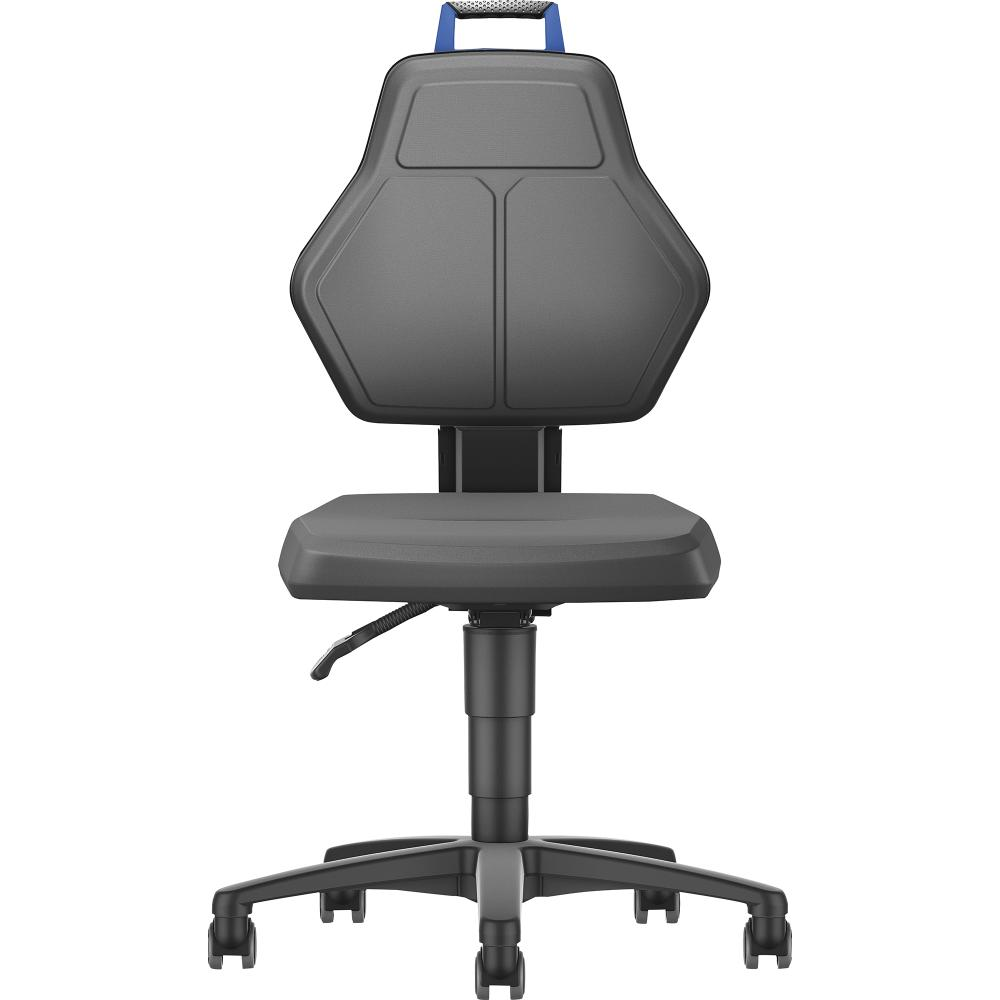 Arbeitsstuhl mit Rollen Integralschaum - blauer Griff FORUM
