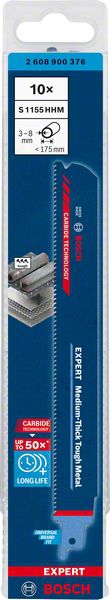 Bosch EXPERT ‘Medium-Thick Tough Metal’ S 1155 HHM Säbelsägeblatt, 10 Stück