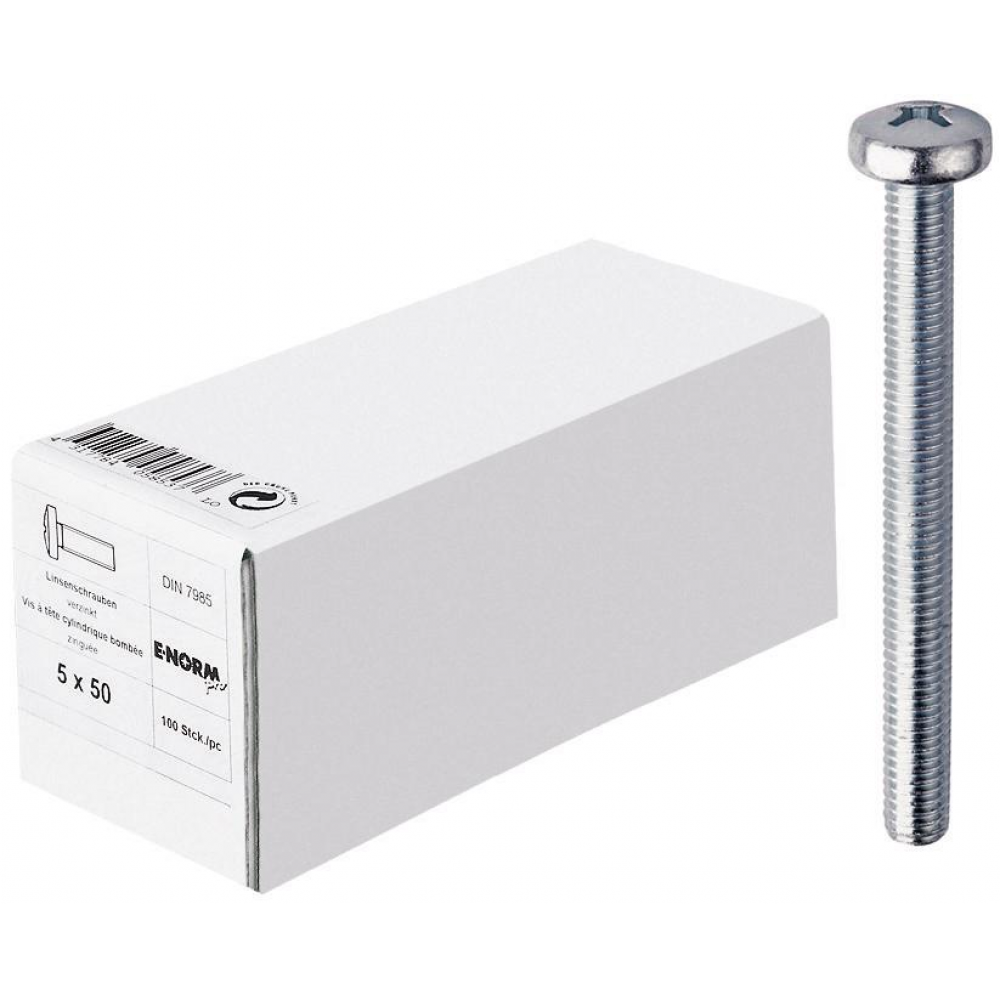 Linsenschraube M5x16 DIN 7985 Kreuzschlitz H galvanisch verzinkt E-NORMpro KP