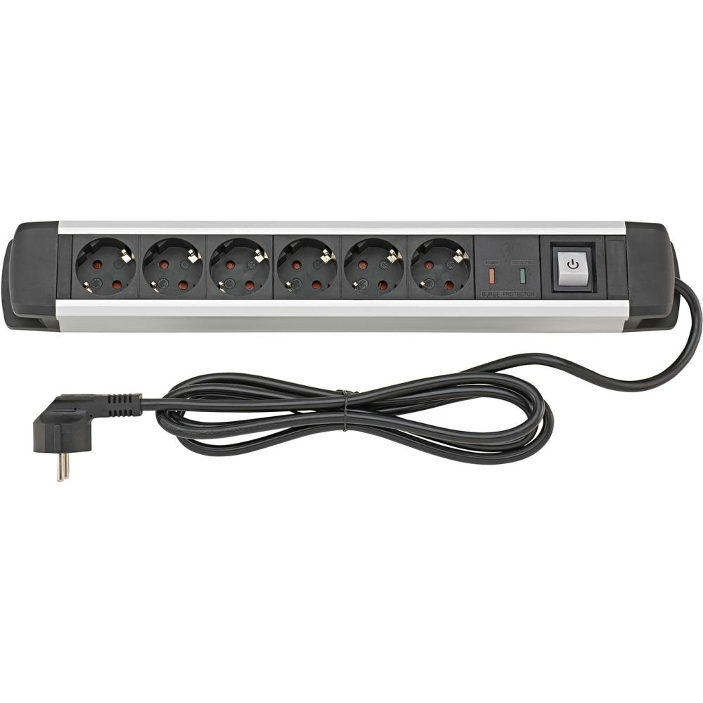 Steckdosenleiste, Aluminium 6-fach H05VV-F3G1 5,1 6m,FORTIS