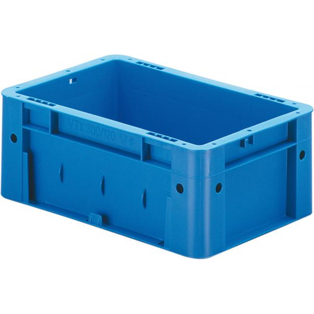 Transportkasten VTK 300/120-0 Transport-Stapelkasten B300x T200x H120 mm blau Auflast 600kg ohne Griffloch