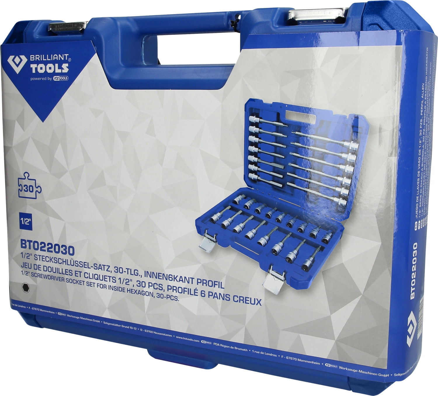 Brilliant Tools  1/2" Bit-Stecknuss-Satz, 30-tlg, Innensechskant-Profil