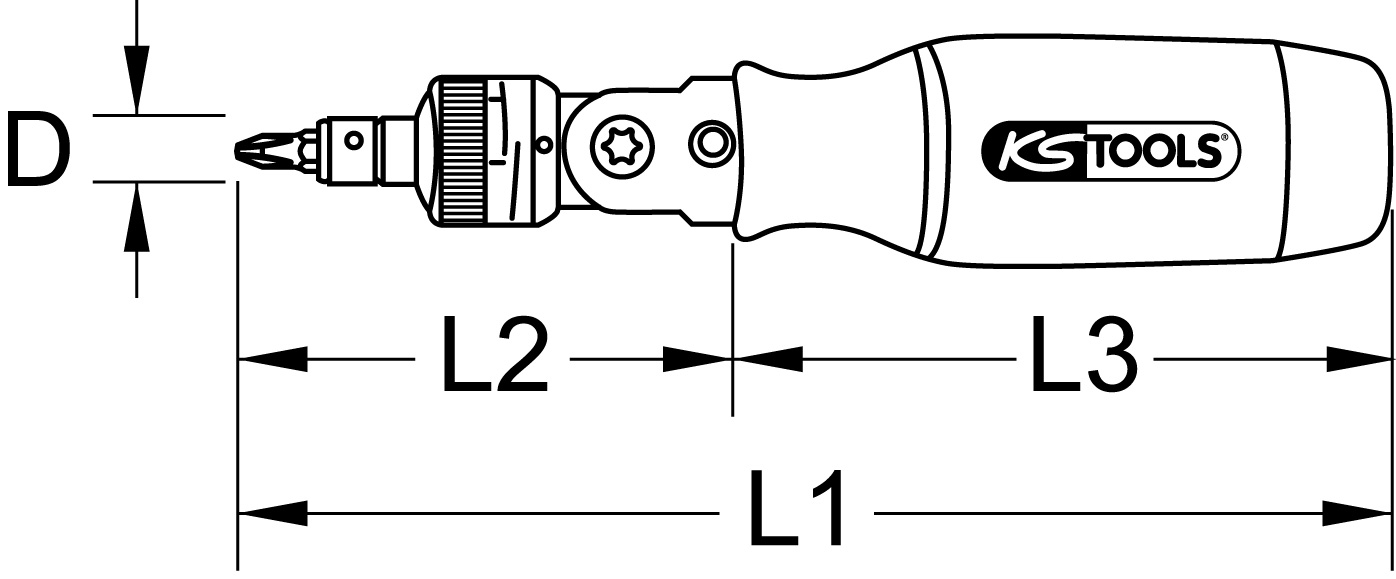 KSTOOLS 1/4" Ratschen-Bit-Schraubendreher, 190mm