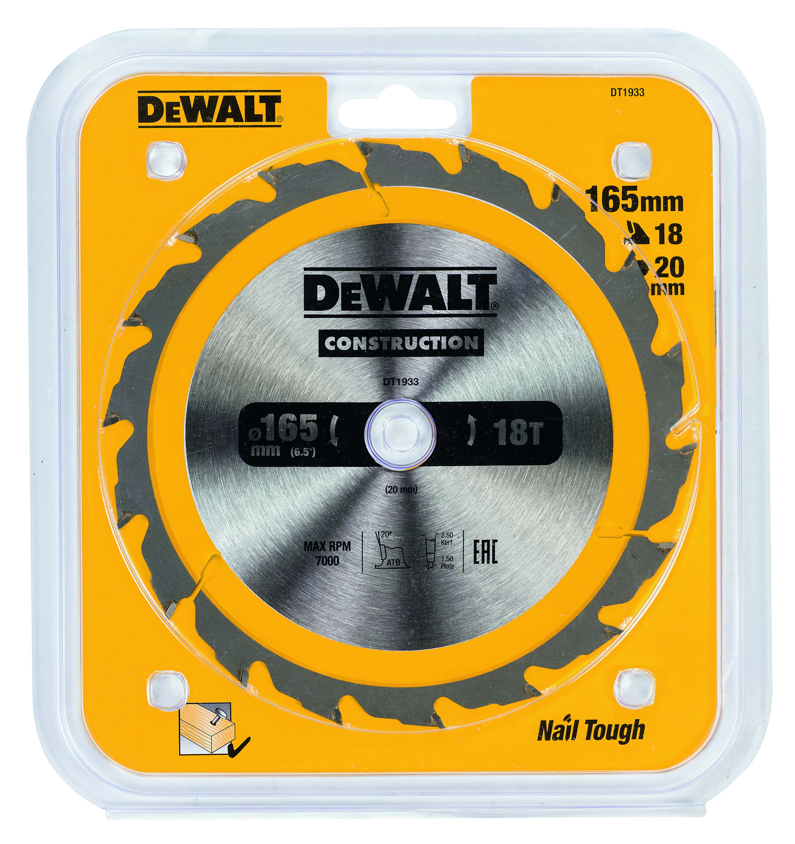 Dewalt DT1933-QZ,  Kreissaegeblatt Handkr. 165/20mm 18WZ