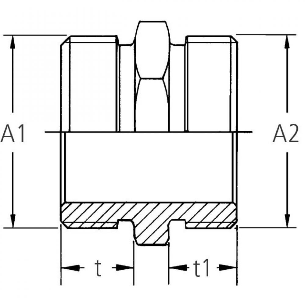" GEKA Gewindenippel MS 6kt., 2xAG G3/4"", SB"