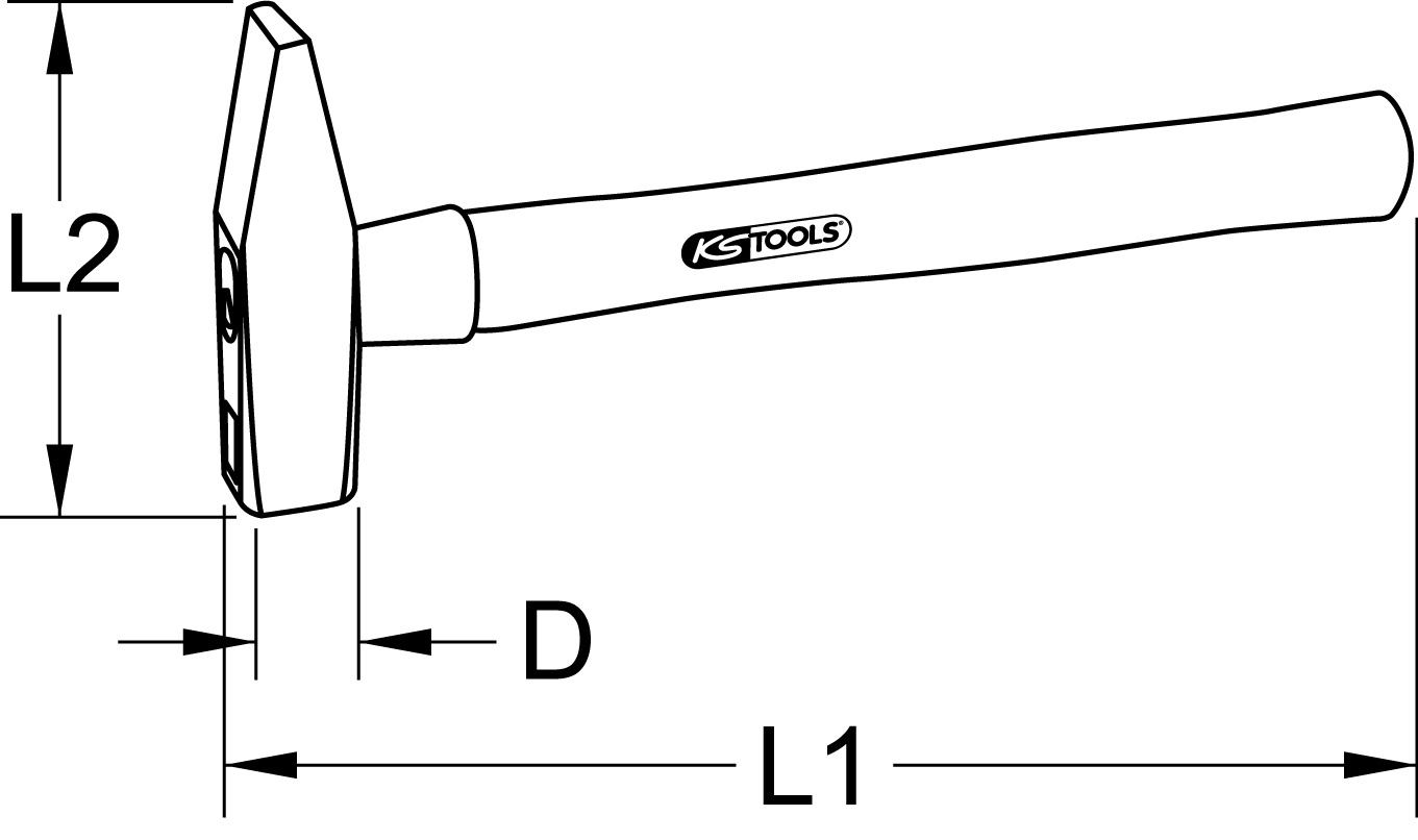 KSTOOLS Schlosserhammer mit Hickorystiel, 500g