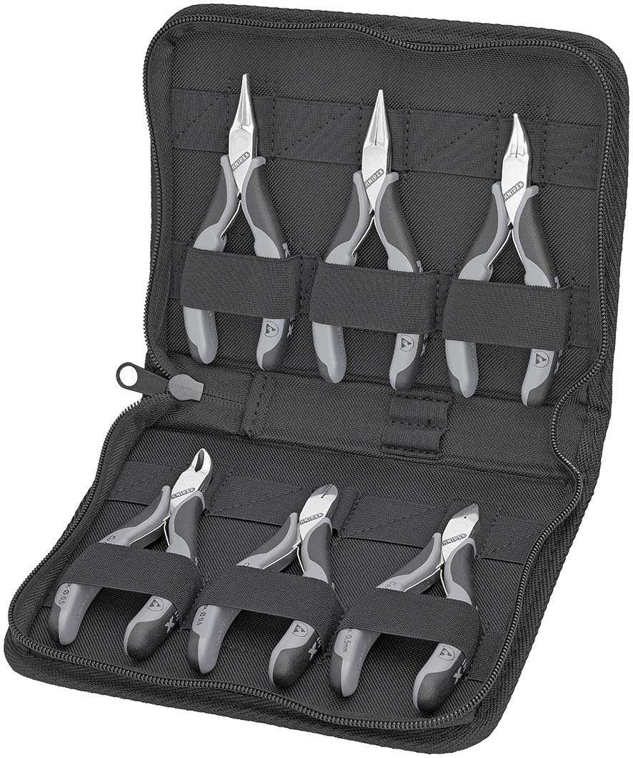 KNIPEX 00 20 17 Elektronikzangen-Set mit Werkzeugen für Arbeiten an elektronischen Bauteilen 220 mm