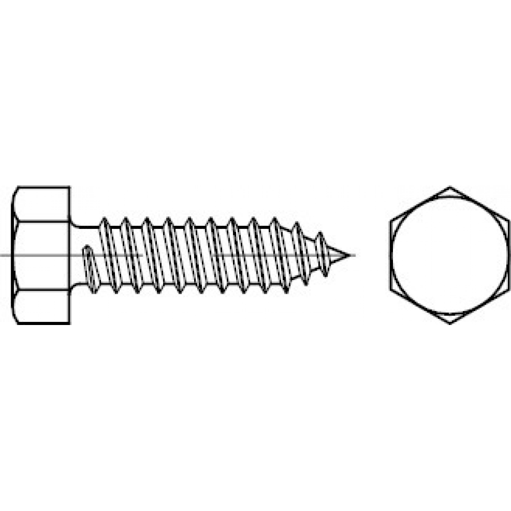 Sechskant-Blechschraube 6,3x16 DIN 7976 Form C Edelstahl A2