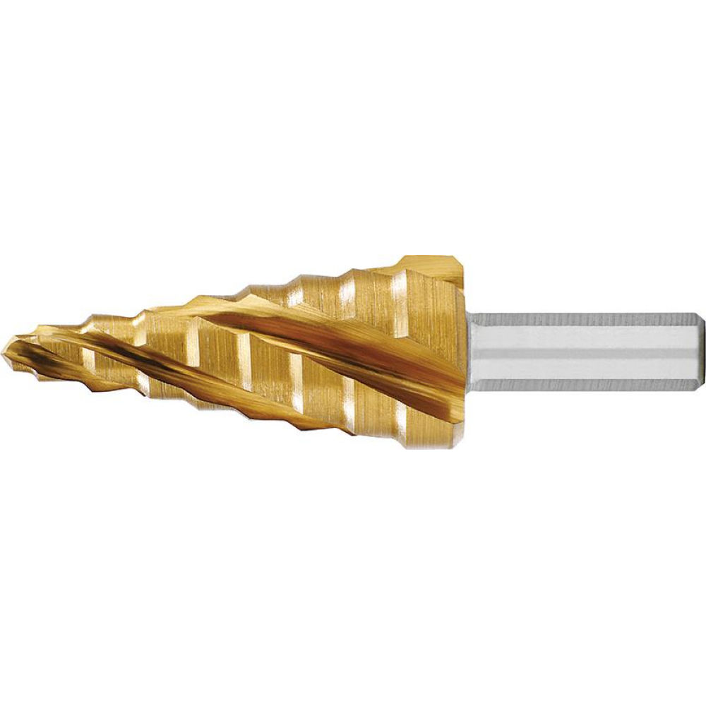 Universal-Stufenbohrer ADVANCED LINE mit 4-fach Spiralnut, Ti N Stufenbohrer HSS Spiralnute 4-20mm EXACT