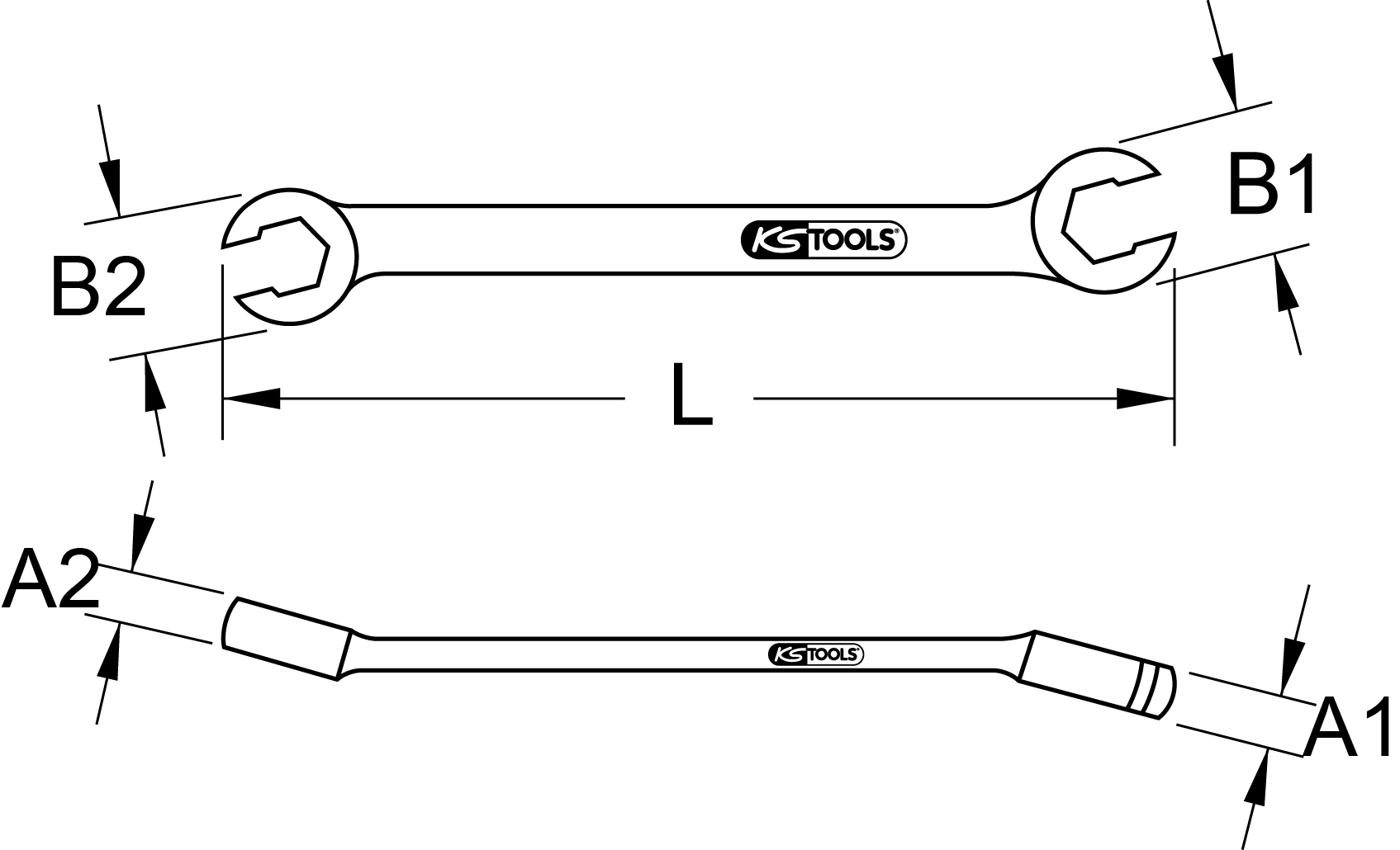 KSTOOLS CHROMEplus Offener Doppel-Ringschlüssel, abgewinkelt, 17x19mm