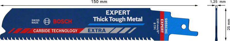 Bosch EXPERT ‘Thick Tough Metal’ S 955 CHC Säbelsägeblatt, 3 Stück. Für Säbelsägen
