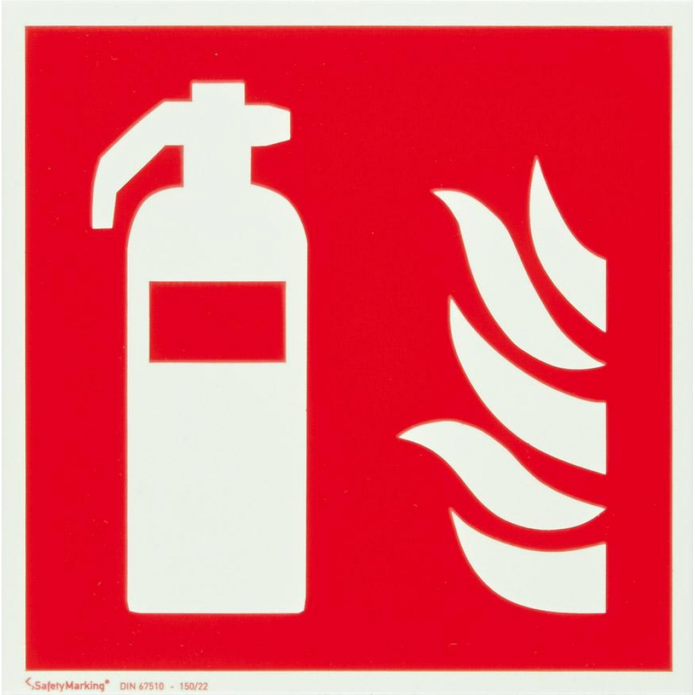 Brandschutzschild, Feuerlöschgerät Alu B200x H200 mm Feuerlöscher langnachleuchtend