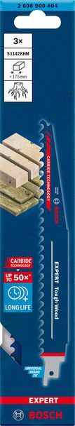 Bosch EXPERT ‘Tough Wood’ S 1142 KHM Säbelsägeblatt, 3 Stück. Für Säbelsägen