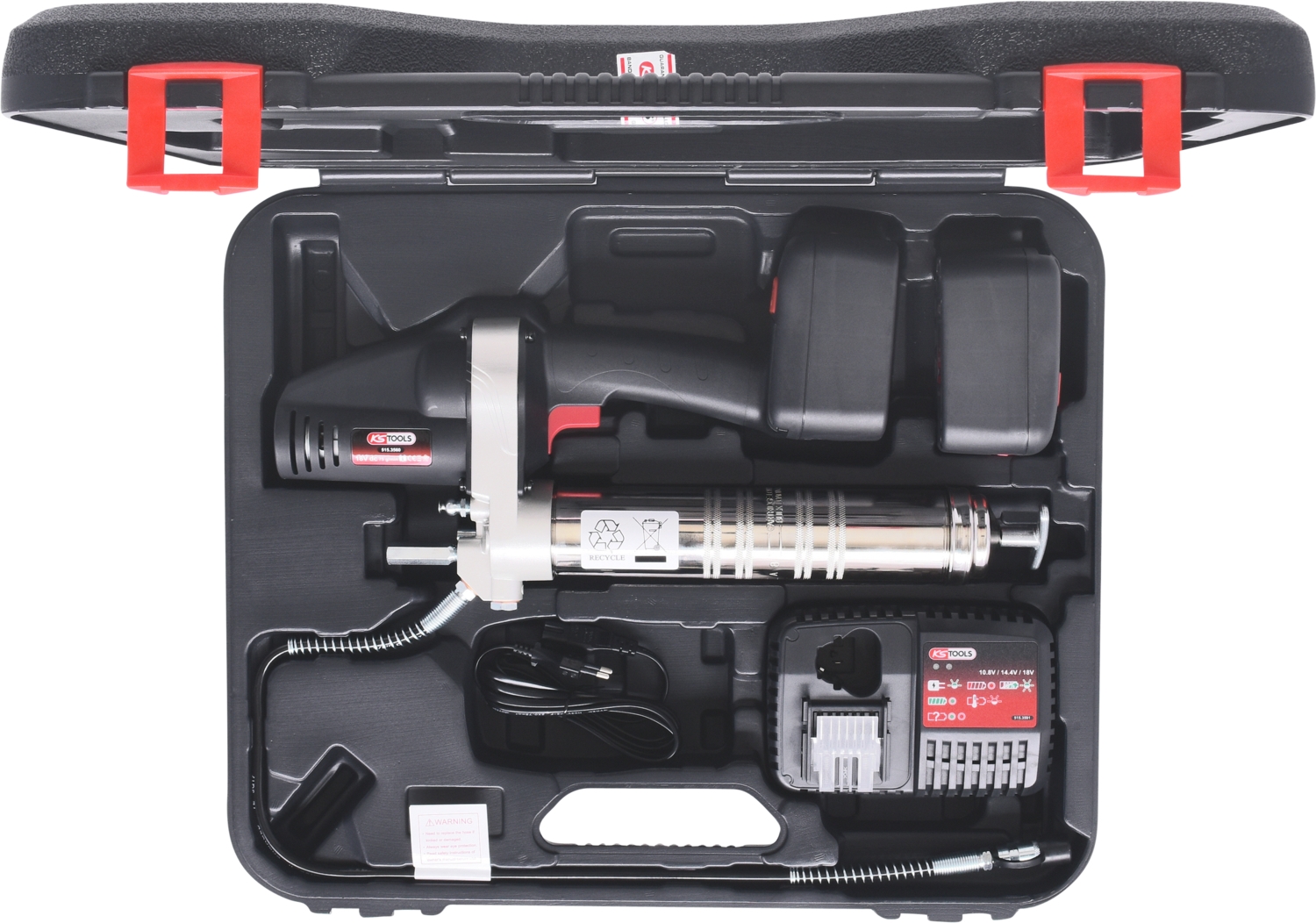 KSTOOLS 400 ml Akku-Fettpresse, 420bar, 18V, mit 2 Akkus und 1 Ladegerät