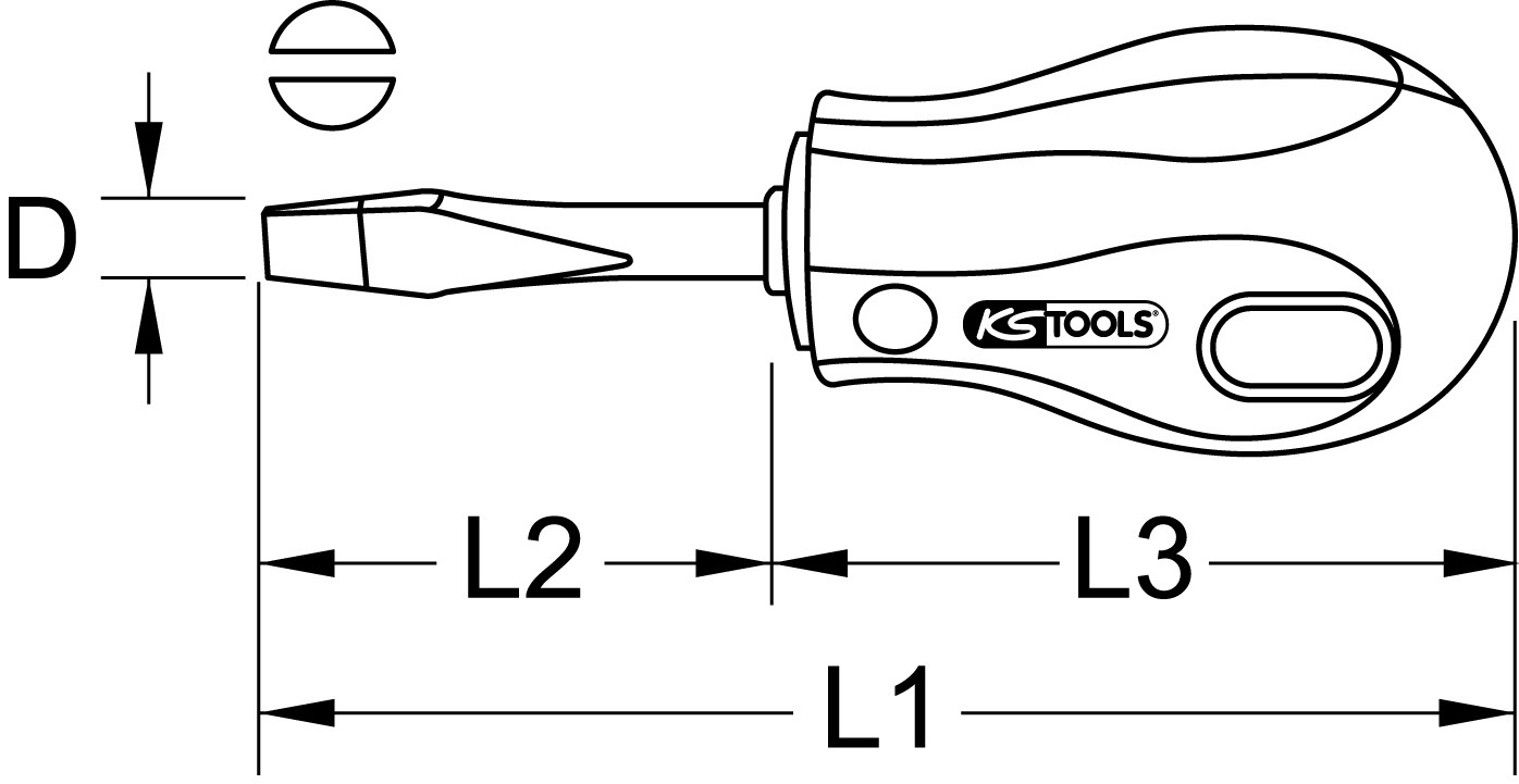 KSTOOLS ERGOTORQUE Schlitz-Schraubendreher, kurz, 6mm