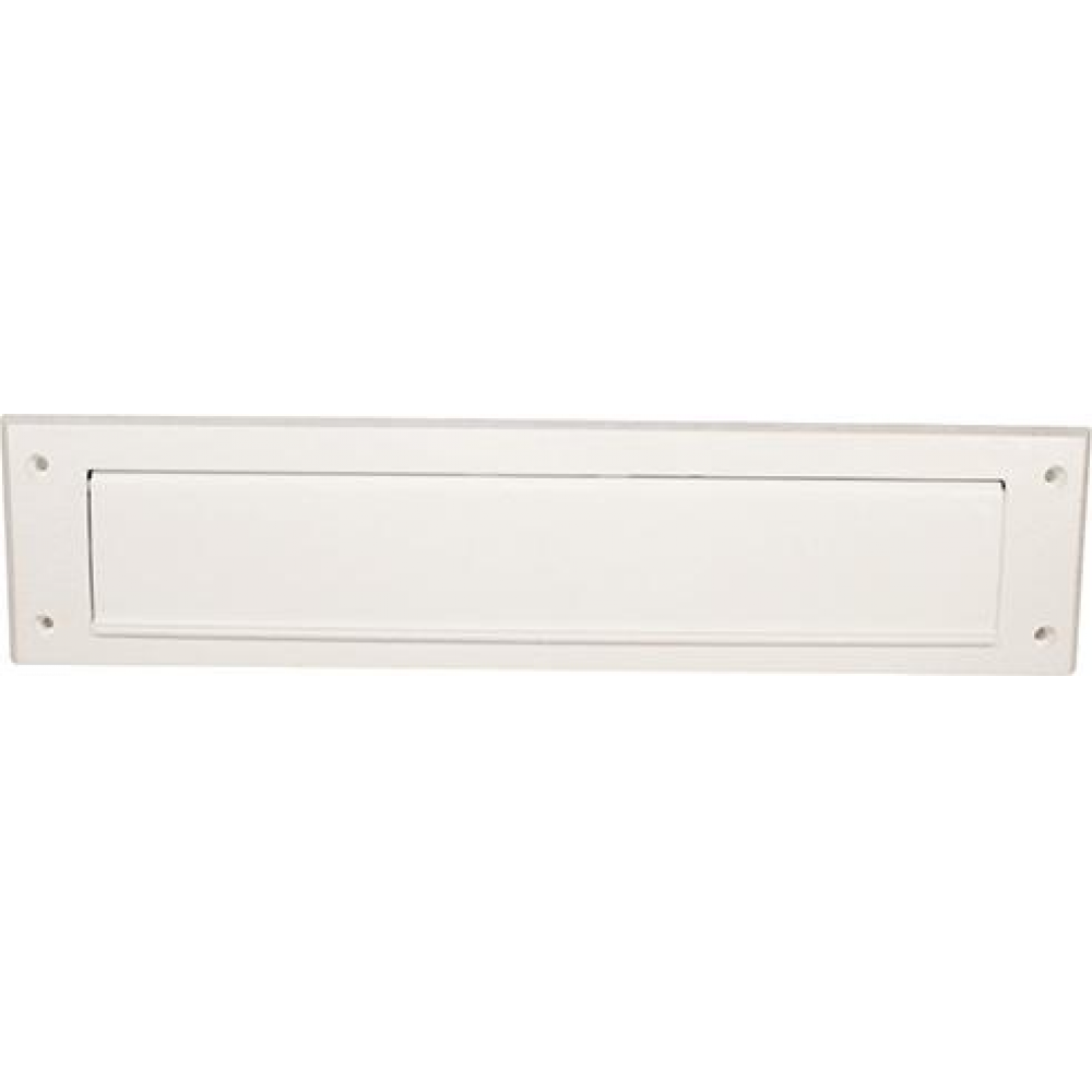 Briefkasteneinwurf PVC 34,5 x 8,23 cm, weiß mit Klappe und Bürste