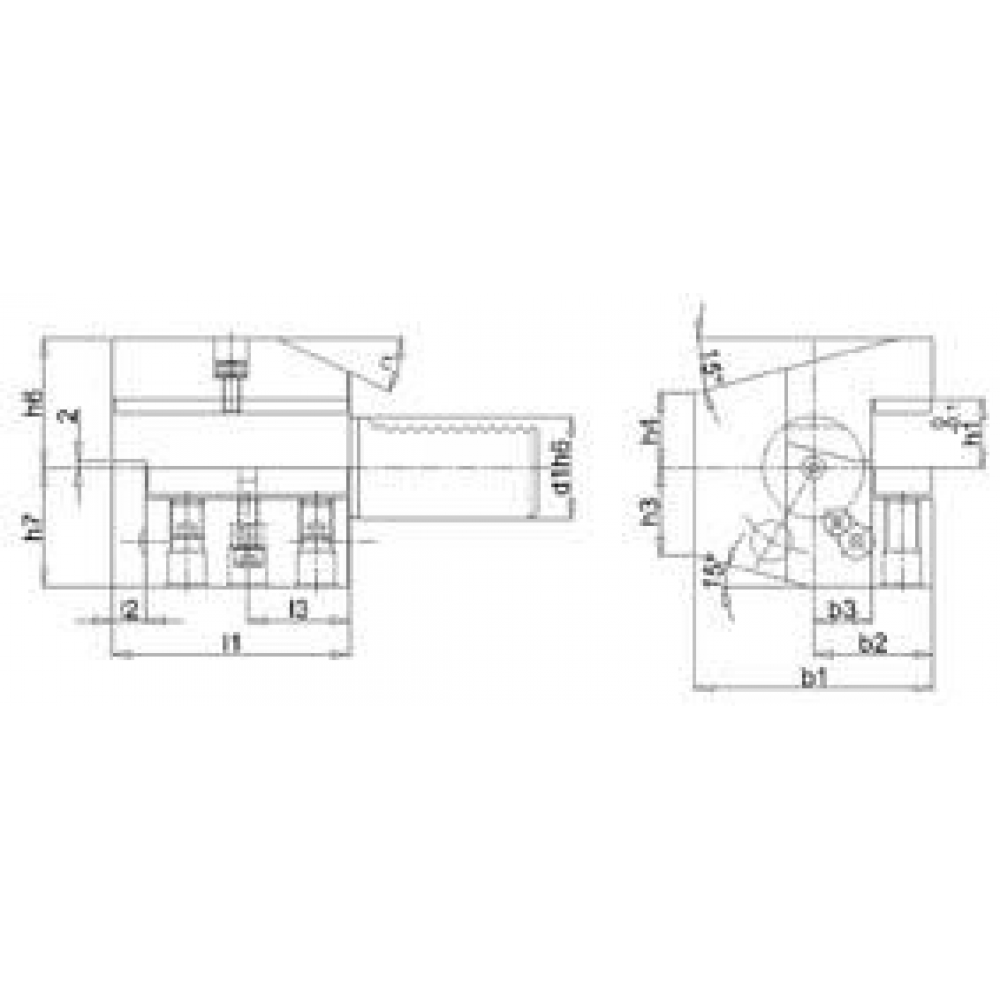VDI-Axial-Werkzeughalter, Form C3/C4, Überkopf Werkzeughalter VDI axial rechts C3 40x25mm FORTIS