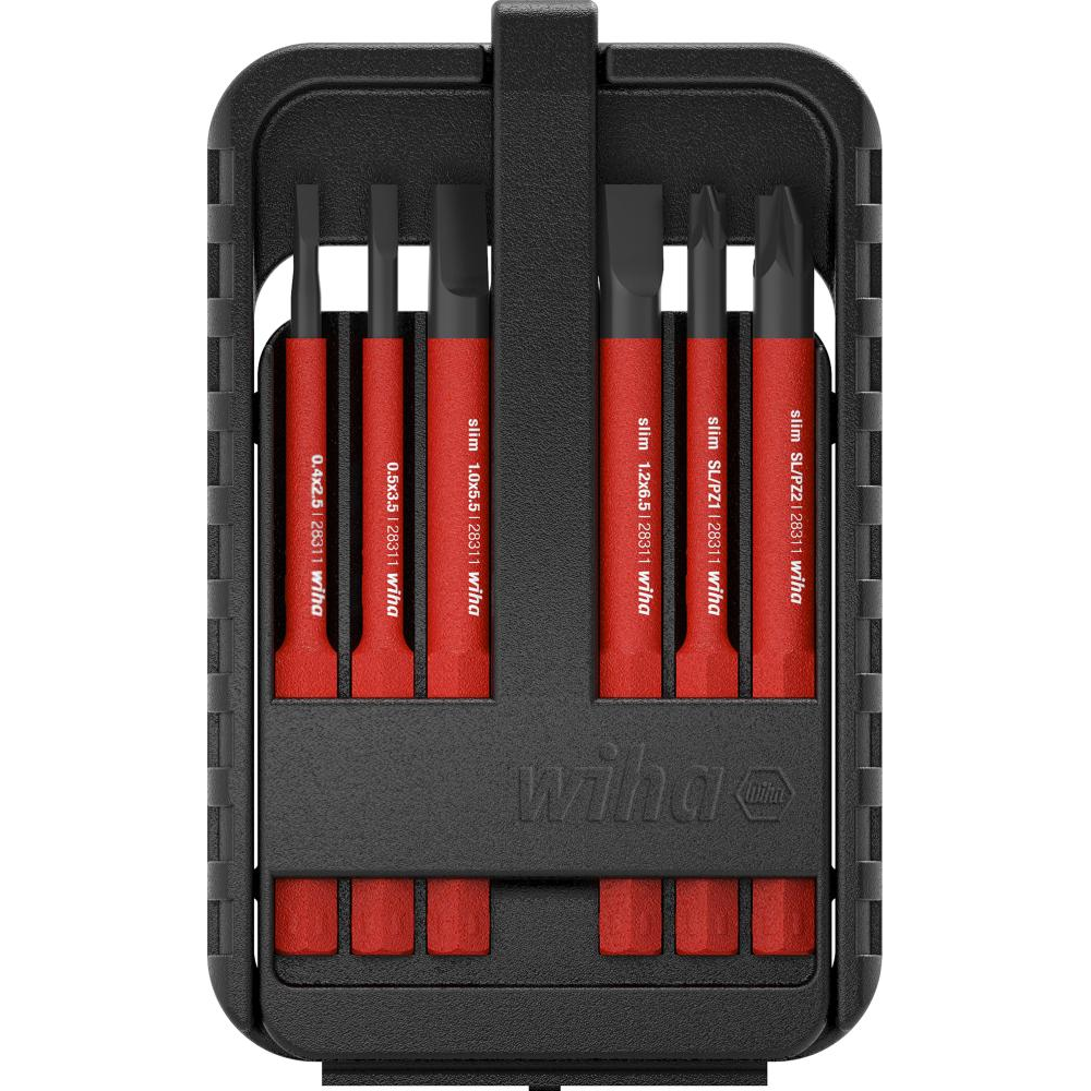 VDE-slim Bit-Satz für Schlitz und Kreuzschlitz-Schrauben PH Wechselklingen-Satz VDE slim Bit electric 6-teilig, Wiha