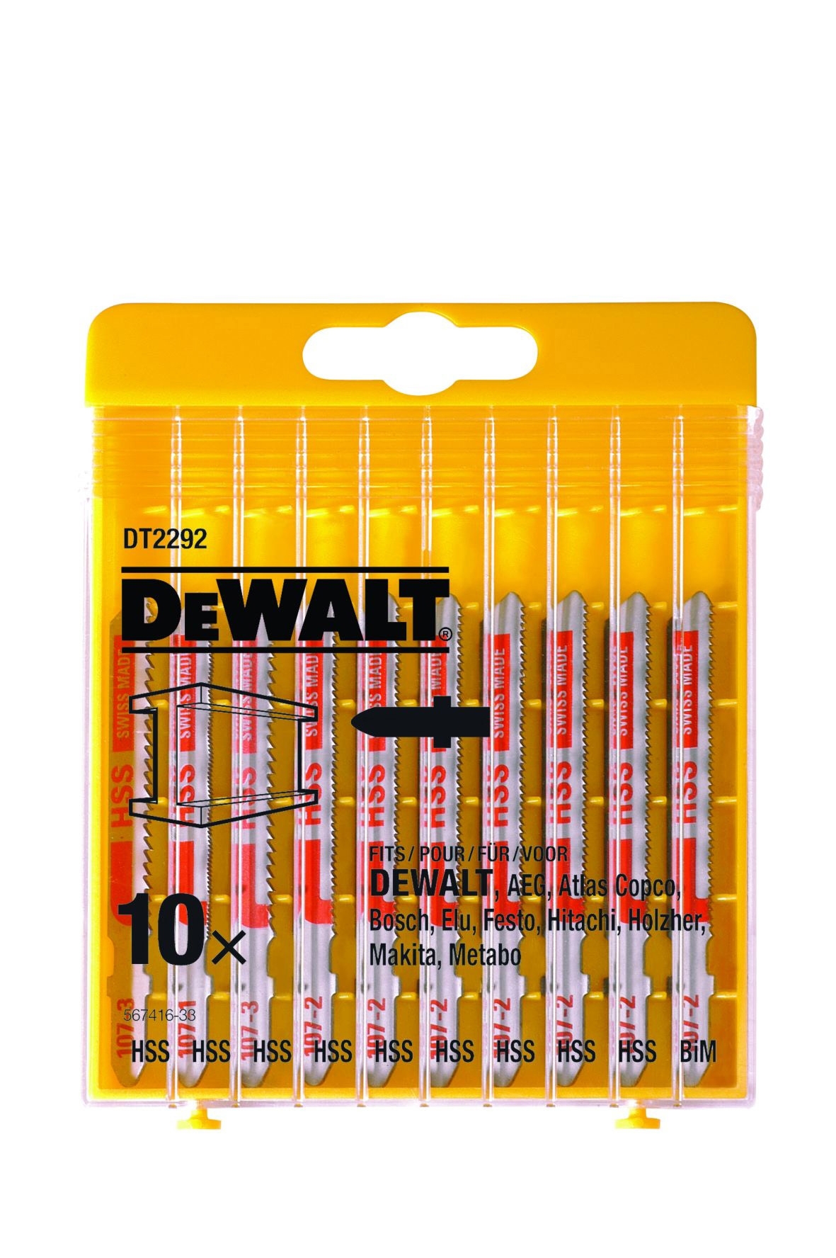 Dewalt DT2292-QZ,  Stichsaegeblaetter-Set 10-tlg. Metall, 10tlg.  HSS-Stichsägeblätter-Set -  Satz Metall