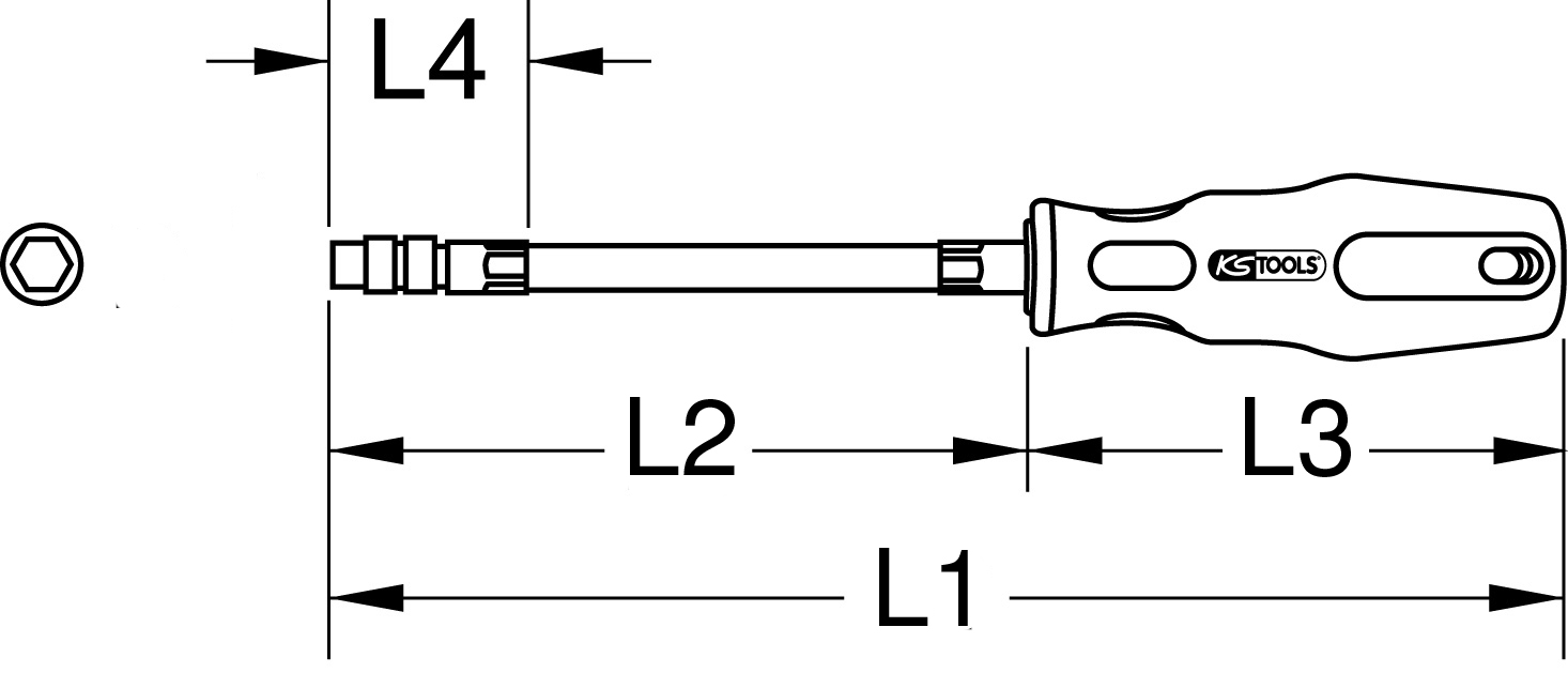 KSTOOLS 1/4" ERGOTORQUE Bit-Schraubendreher flexibel, 200mm