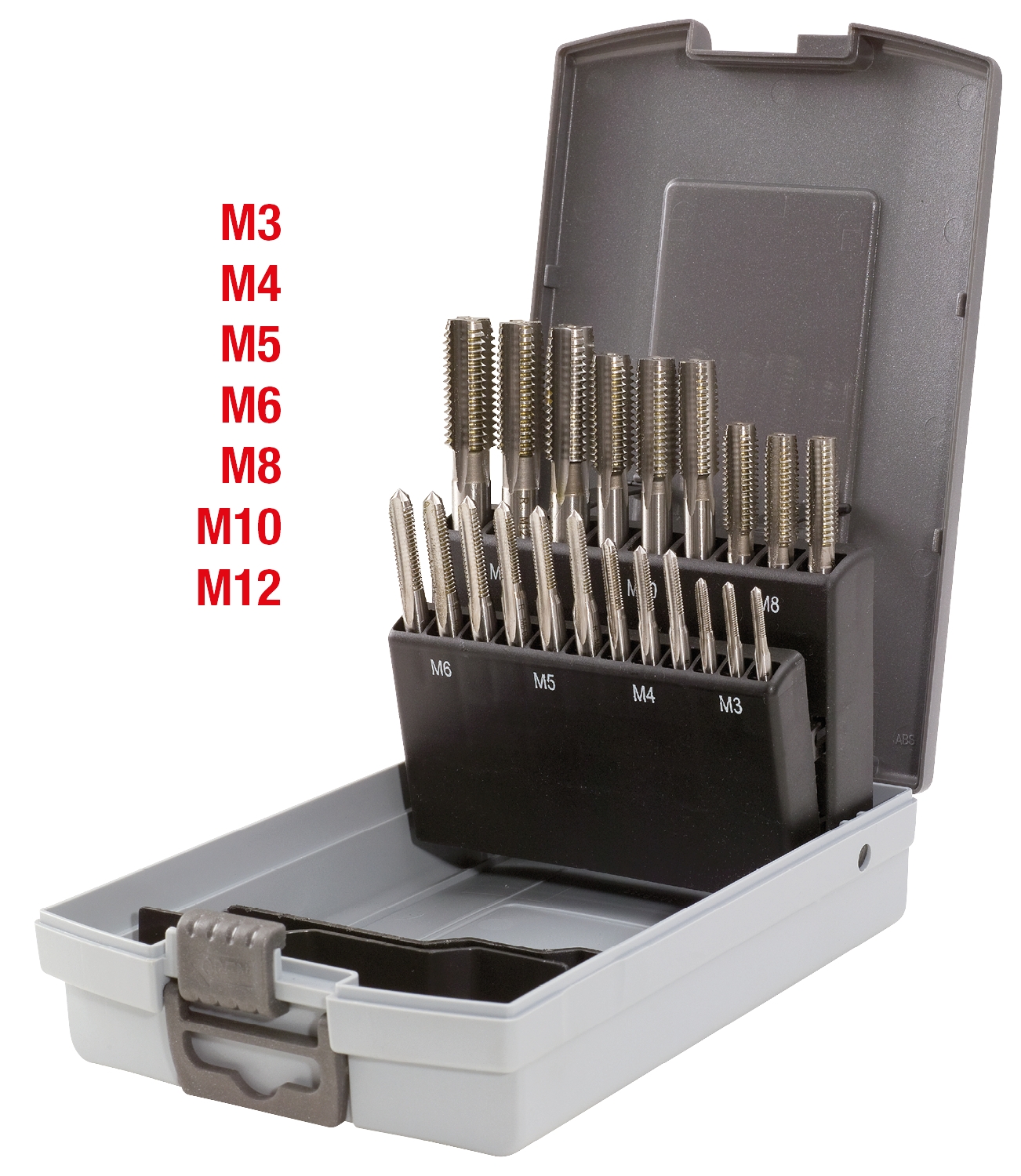 KSTOOLS HSS CO Handgewindebohrer-Satz M, Kunststoffkassette 21-tlgM3-M12