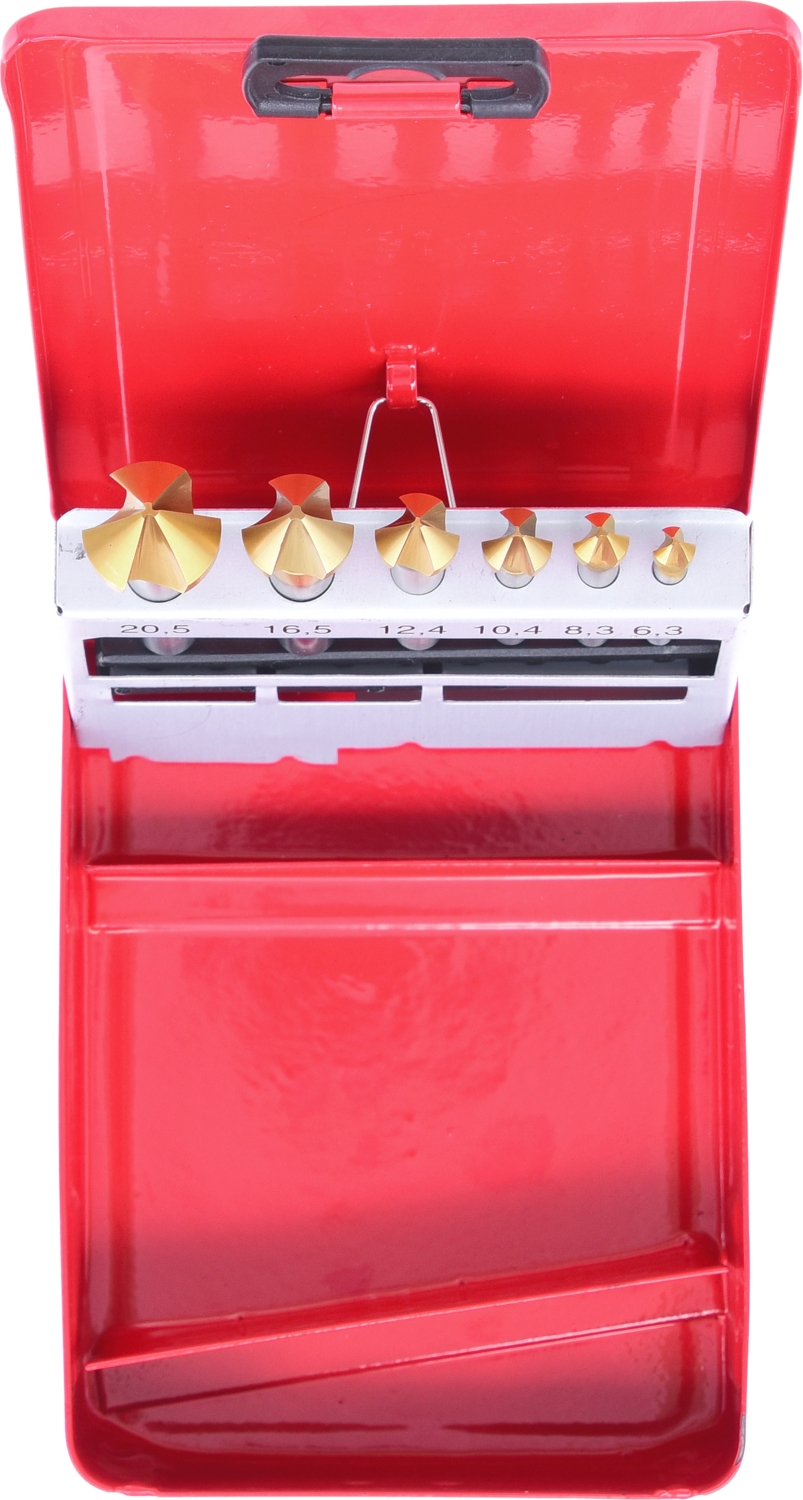 KSTOOLS HSS TiN Kegel-Entgratsenker-Satz, Stahlblechkassette 6-tlg