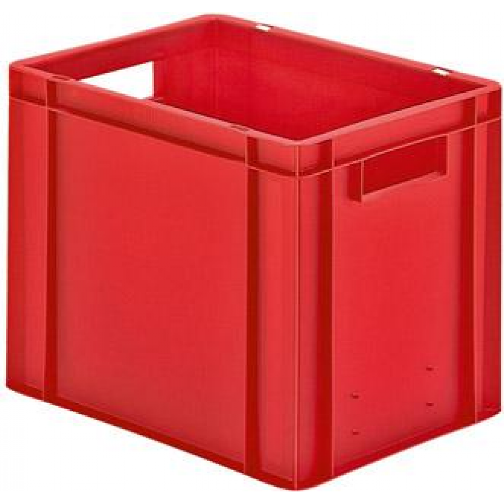 Transportkasten TK 400/320-0, Wände/Boden geschlossen Transport-Stapelkasten B400x T300x H320 mm rot, mit Griffloch