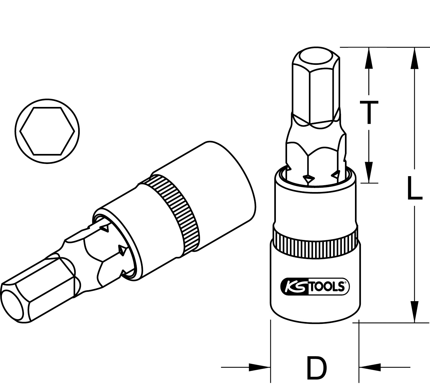 KSTOOLS 1/2" Bit-Stecknuss Innensechskant, kurz, 14mm