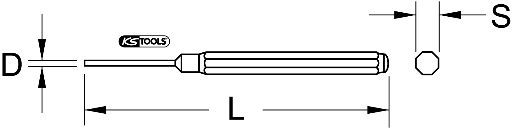 KSTOOLS Splintentreiber mit Führungshülse, Ø 4,9 mm