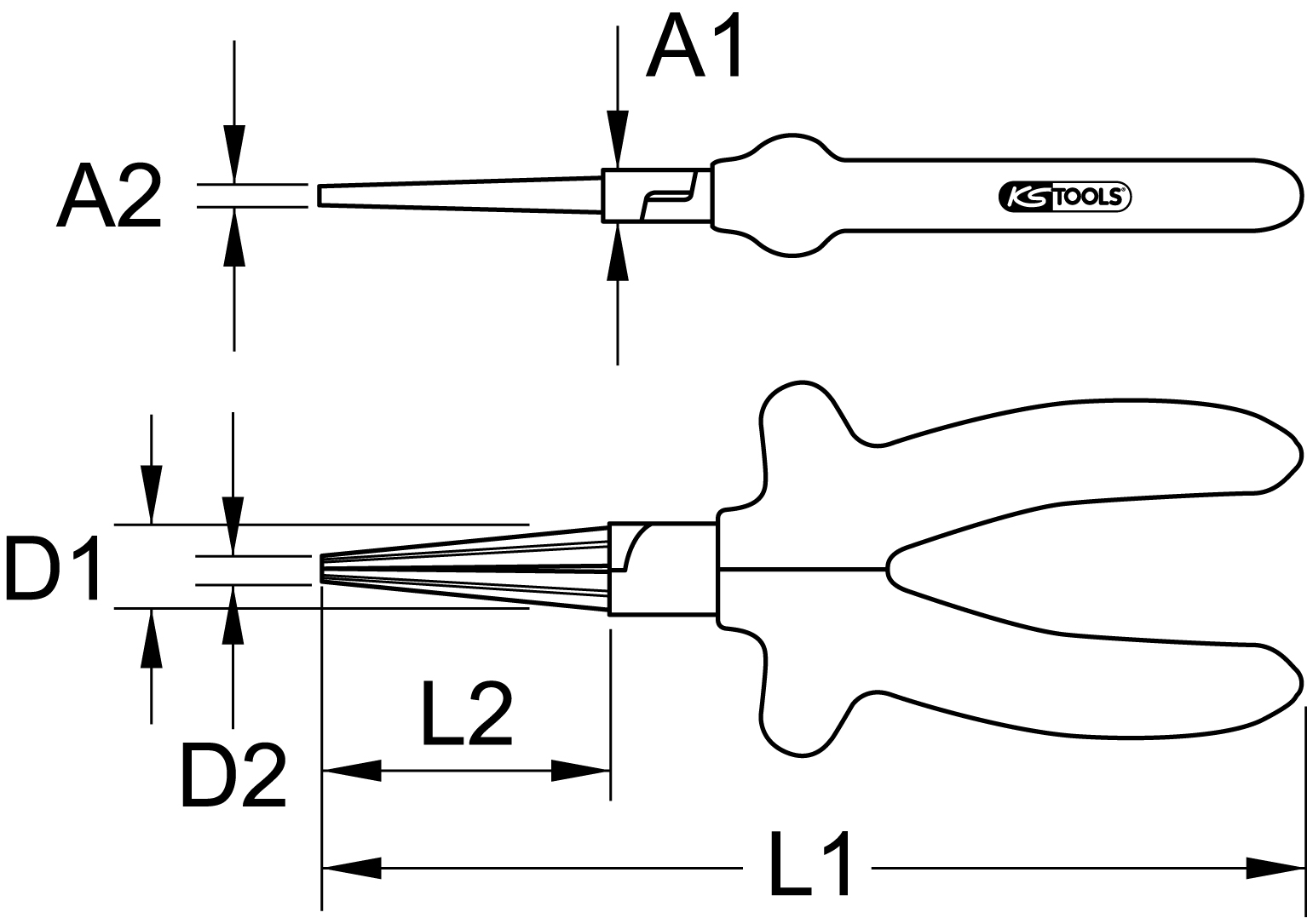KSTOOLS 1000V Langbeck-Rundzange, 160mm
