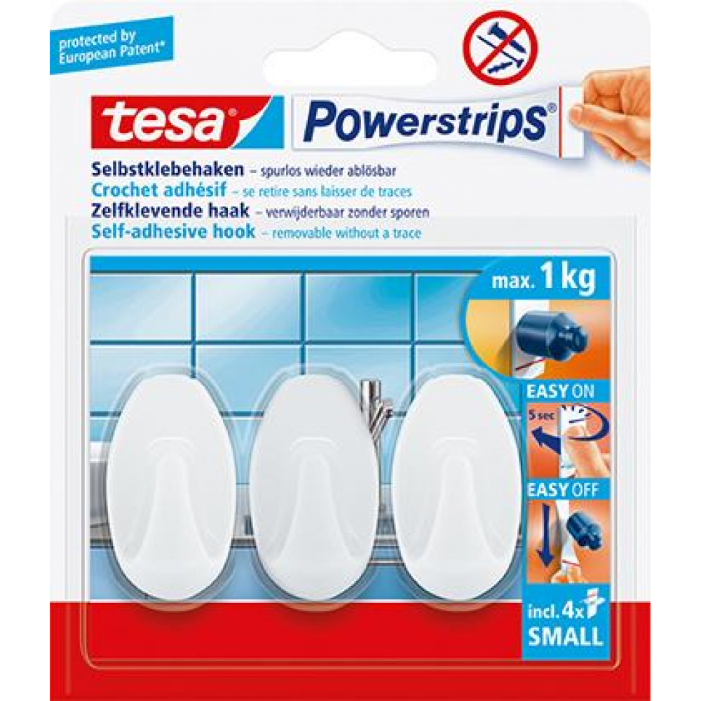 tesa Powerstrips System-Haken, Small Haken Oval weiss
