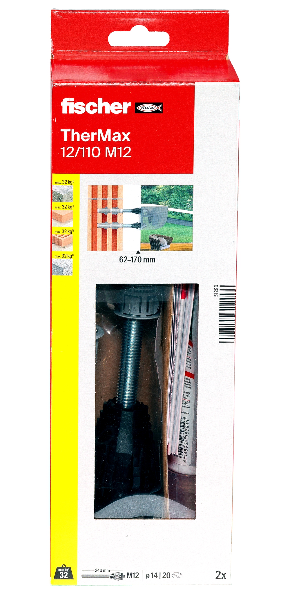 Fischer TherMax 12/110 M12 (2). Die zugelassene Abstandsmontage mit thermischer Trennung in Wärmedämmverbundsystemen