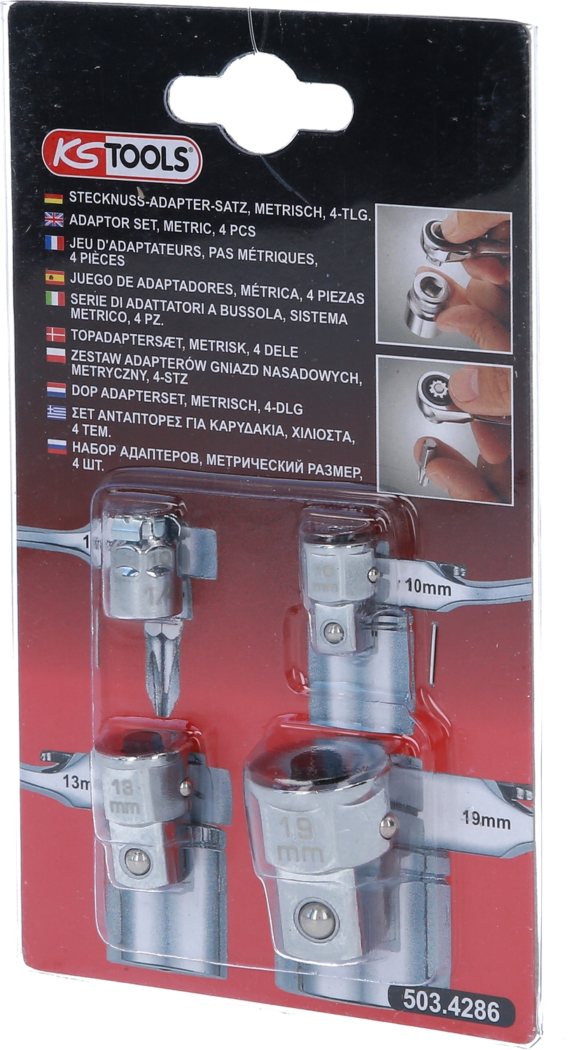 KSTOOLS GEARplus Stecknuss-Adapter-Satz, metrisch, 4-tlg