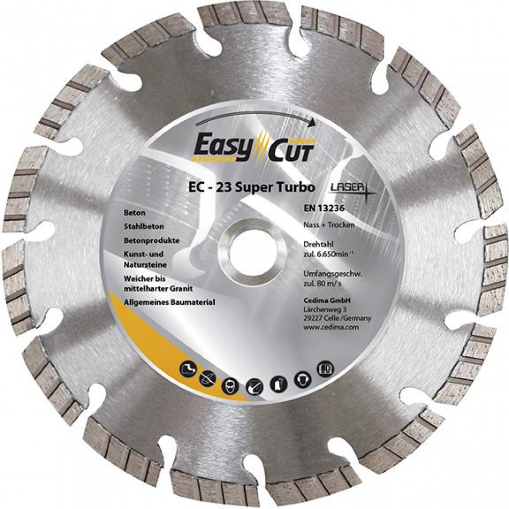 Diamant-Trennscheibe EC-23, segmentiert Trennscheibe Diamant 230x2 4x10x22,23mm,CEDIMA