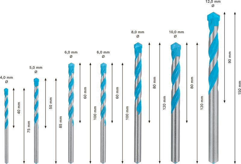 Bosch EXPERT MultiConstruction CYL-9 Bohrer-Set 4/5/6/6/8/10/12 mm, 7-tlg.