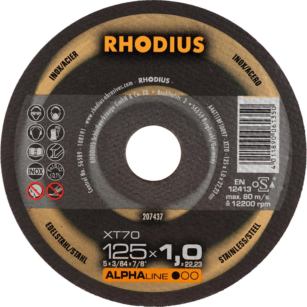 Trennscheibe XT70 für Edelstahl 125 x 1,0mm Rhodius