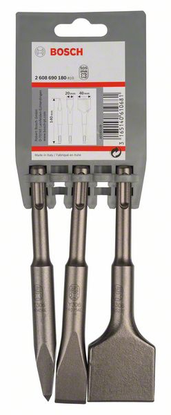 Bosch 3-tlg. Kurzmeißelset, SDS plus, 0/20/40 mm