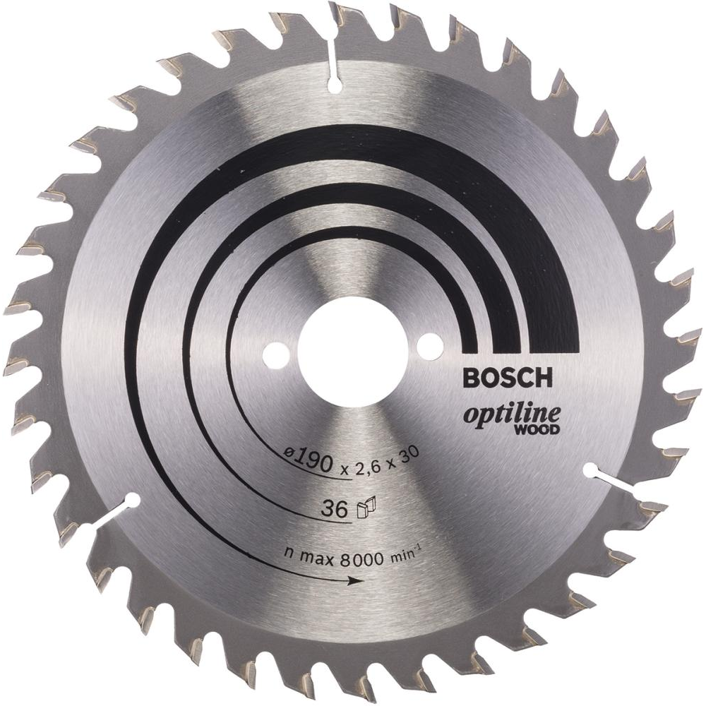 Kreissägeblatt Optiline Wood HM-Kreissägeblatt 190x2,6/1,6x30 36Z WZ Bos VE  1 Stück