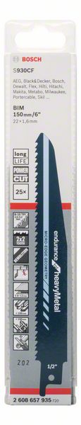Bosch Säbelsägeblatt S 930 CF, Endurance for Heavy Metal, 25er-Pack